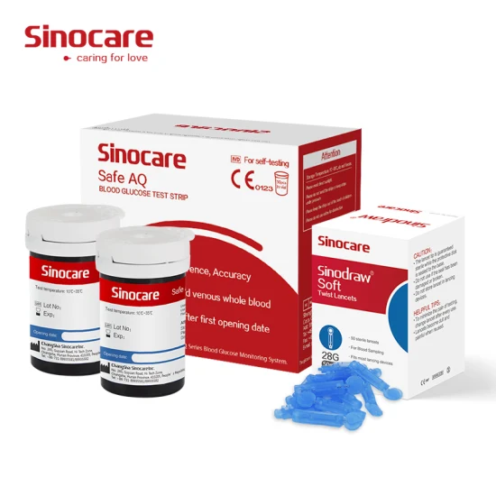 Sinocare Diabetes Glucometer Kit 50 PCS Blood Sugar Strips Monitoring Device Blood Glucose Meter Monitor